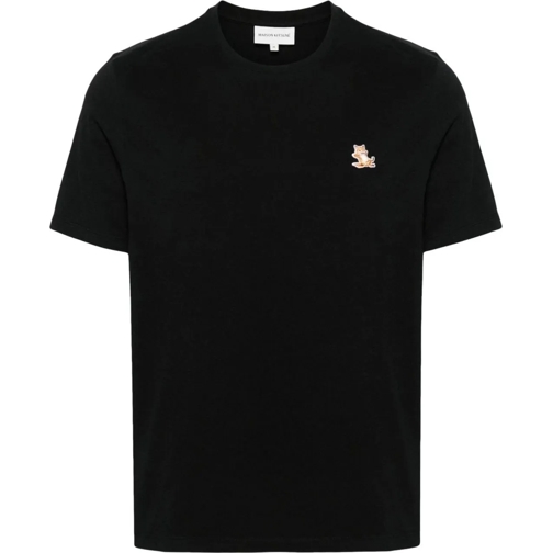 Maison Kitsune T-Shirts t shirt a applique chillax fox schwarz