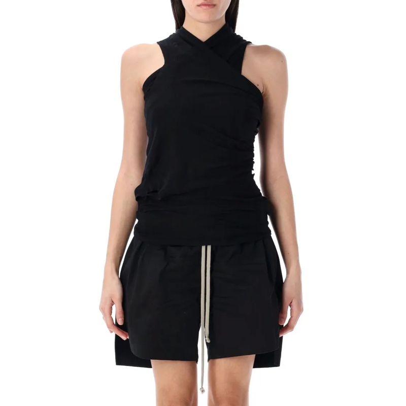 Rick Owens Blouse Black Top With Twisted Neckline Black