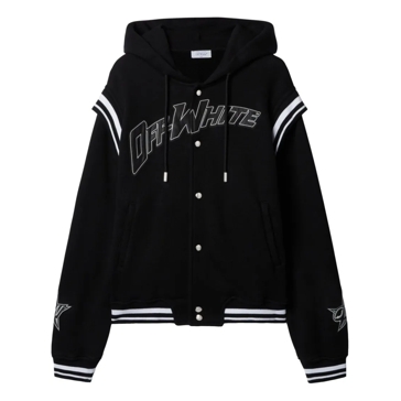 パーカー・フーディ Off-White Black Varsity Sweatshirt With Press-Stud Fastening Off-White Black Varsity Sweatshirt With Press-Stud Fastening