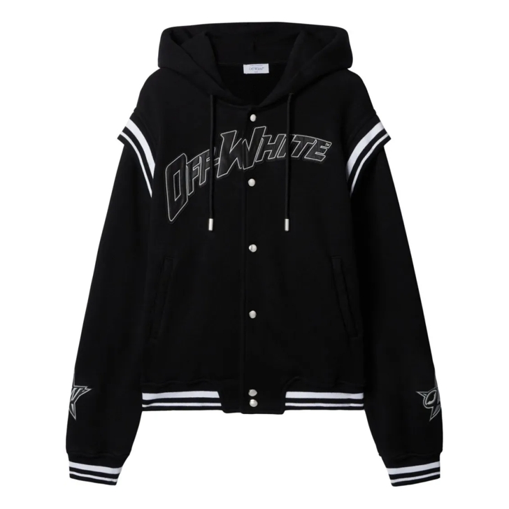 パーカー・フーディ Off-White Black Varsity Sweatshirt With Press-Stud Fastening Off-White Black Varsity Sweatshirt With Press-Stud Fastening