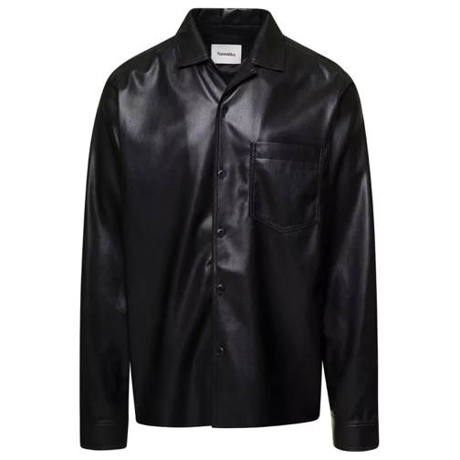 Nanushka Duco' Black Jacket With Cuban Collar In Faux Leath Black 