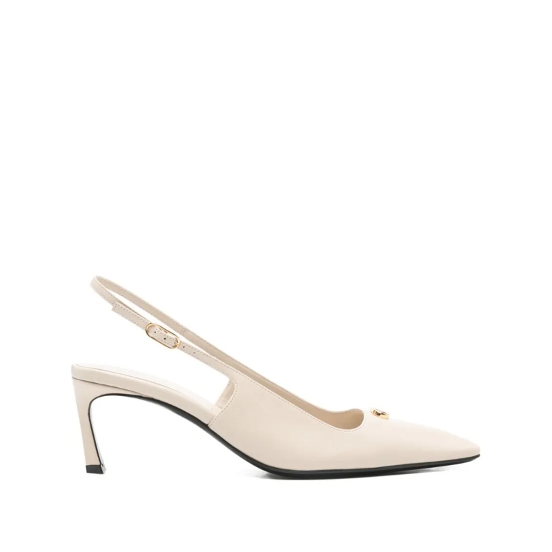 sergio rossi Escarpins Pointed-Toe Slingback Pumps With Low Kitten Heel Neutrals