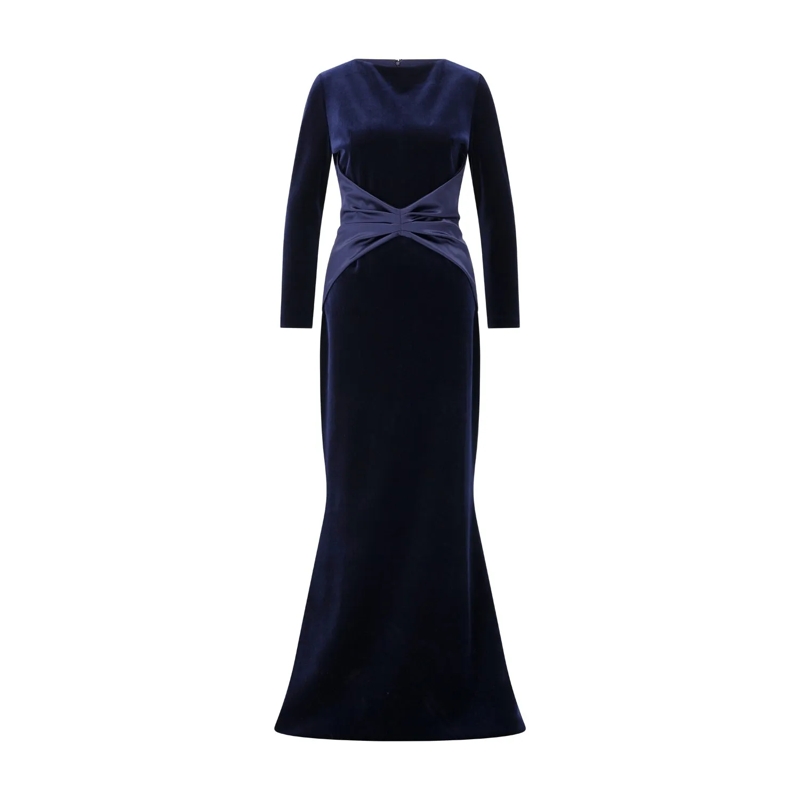 Chiara Boni  Langes Abendkleid Jaslette aus Samt Dunkelblau