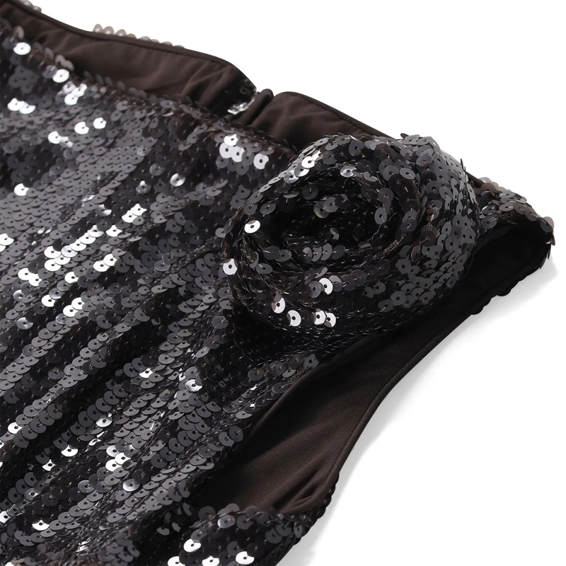 Rotate Maxikleid Midikleid mit Pailletten schwarz(Image 4)