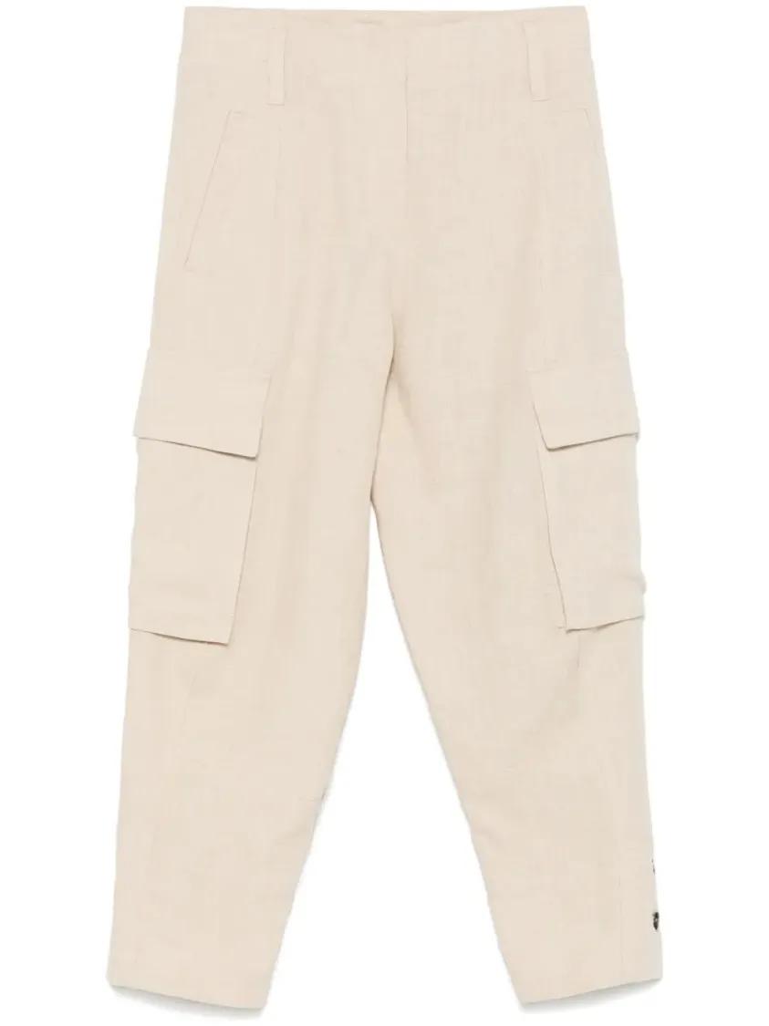 Thumbnail - Brunello Cucinelli - Relaxed Fit Linen Pants With Tapered Leg - Größe 42 - beige