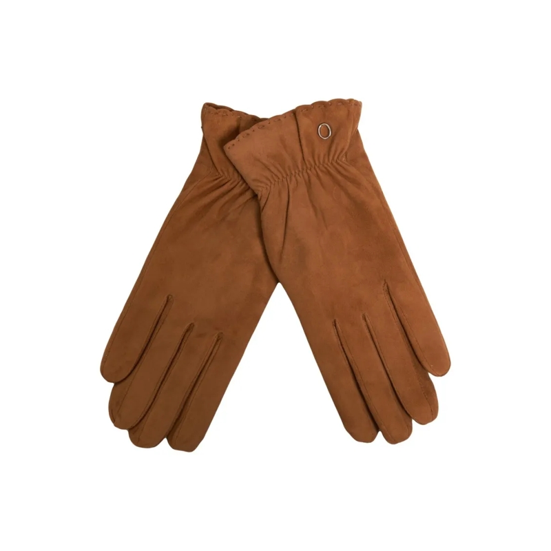 Orciani Handschoenen Refined Suede Gloves With Gathered Wrist Detail Brown