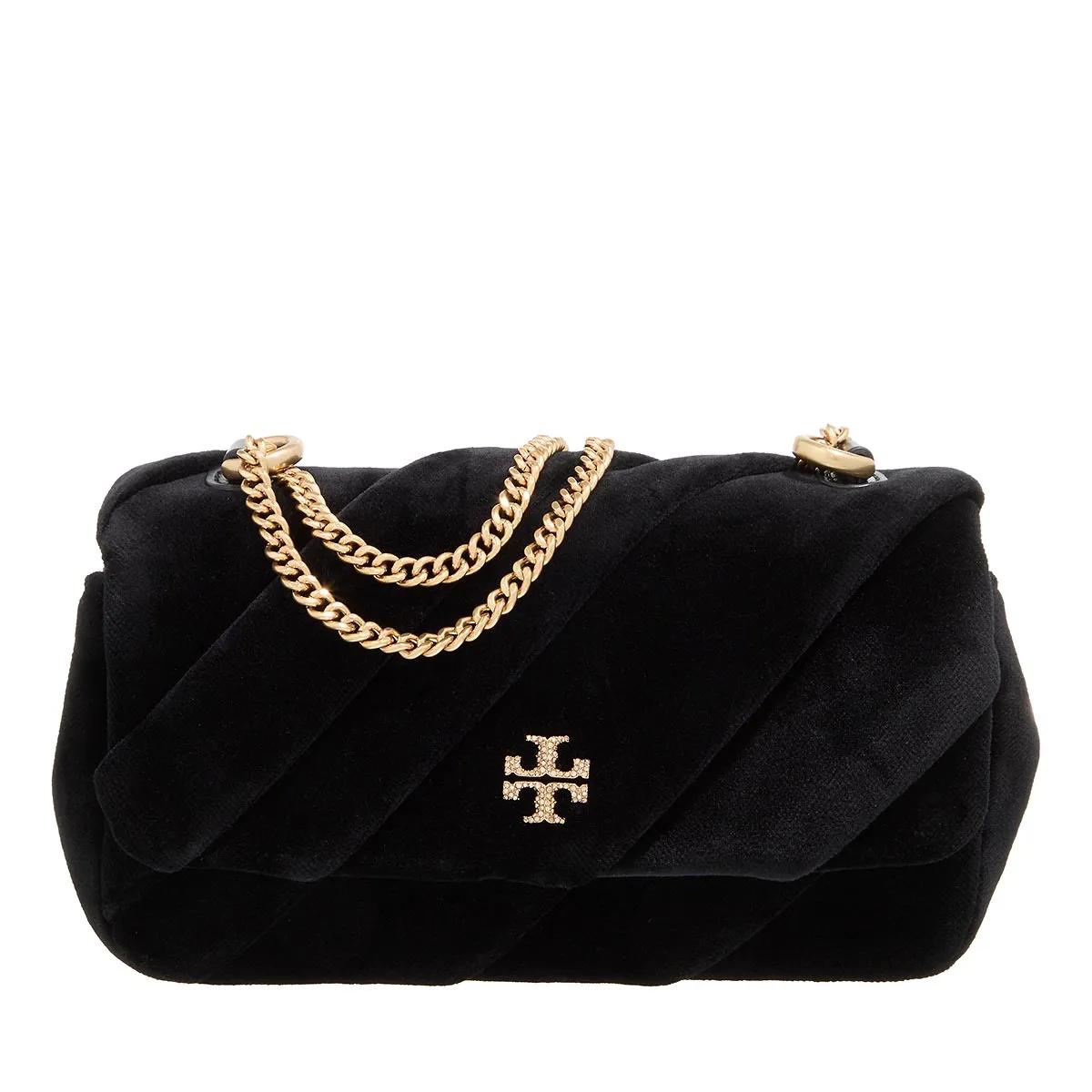 Tory Burch Crossbody Bags - Kira Draped Velvet Mini Flap Bag - Gr. unisize - in Schwarz - für Damen