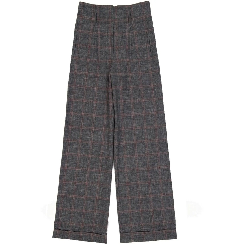 Alberta Ferretti  Cotton And Wool Trousers Grey