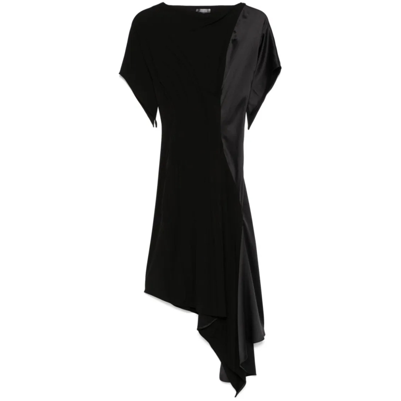 Mugler Midi-jurk Asymmetrical Black Midi Dress Black
