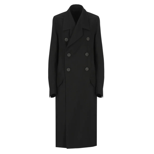 Rick Owens Übergangsmäntel Black Wool Doublebreasted Coat Black