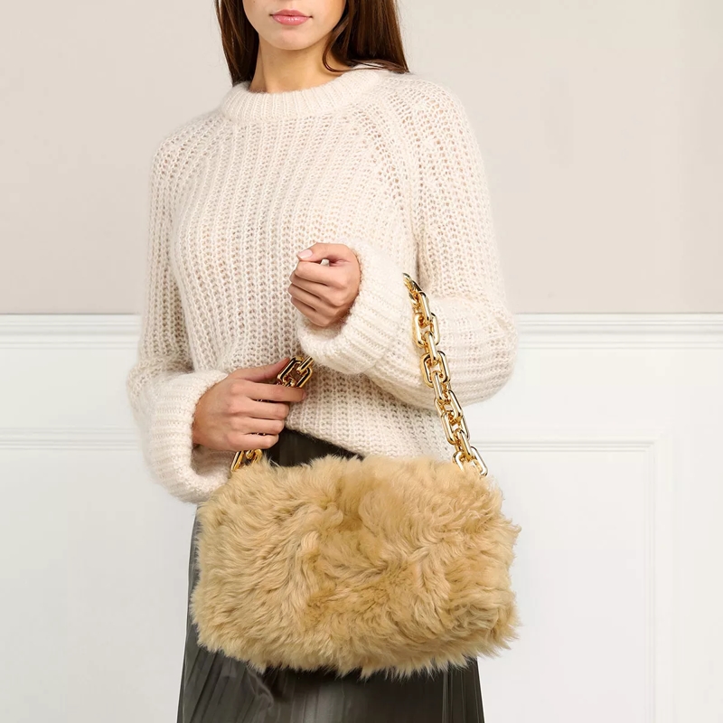 Bottega Veneta Clutch Chain Handle Bag Porridge Gold(Image 2)