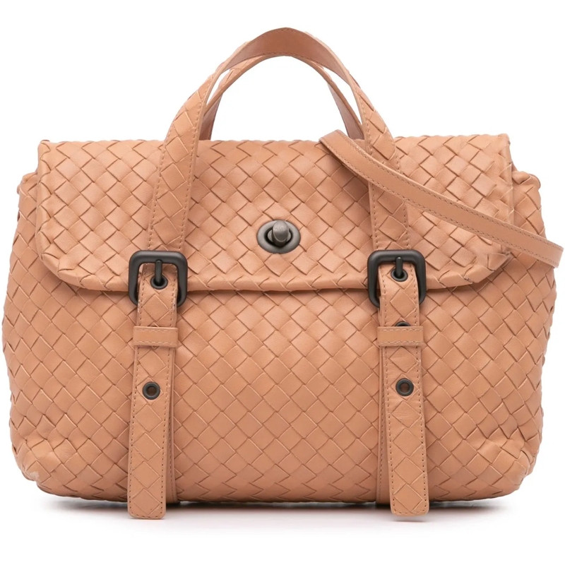 Bottega Veneta Sac à bandoulière Intrecciato Flap Satchel braun