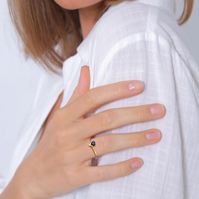 Elli Ring Ring Herz Saphir Lab Grown Diamond Weiß (0.008 ct) gold(Image 4)