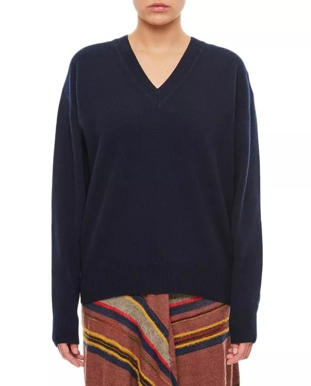 Plan C - Wool Cashmere V Neck Sweater - Größe 38 - blue