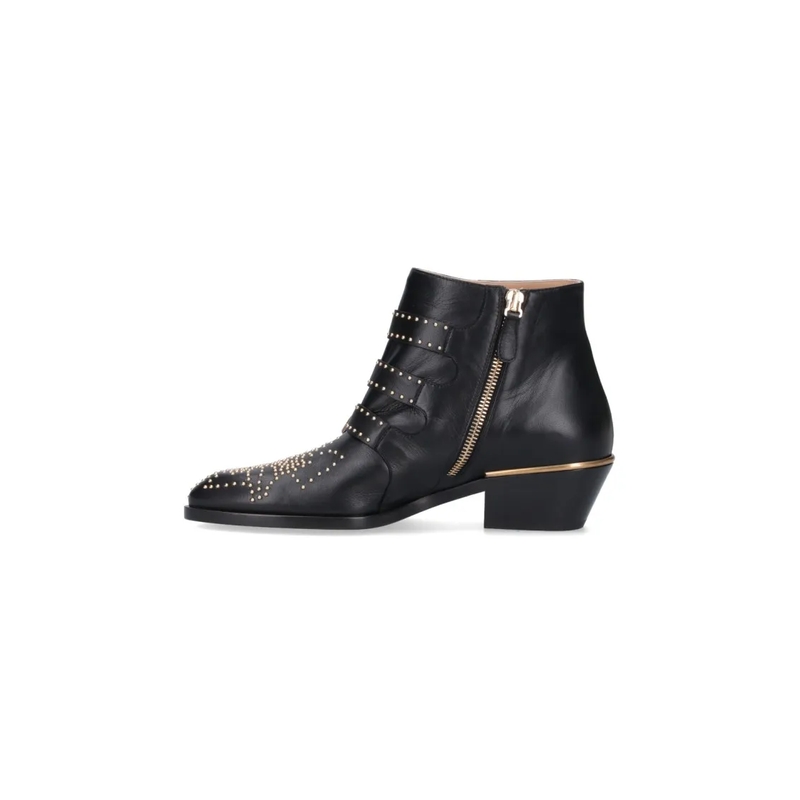 Chloé Stiefel Susanna Leather Studs Boots Black/Gold(Image 5)