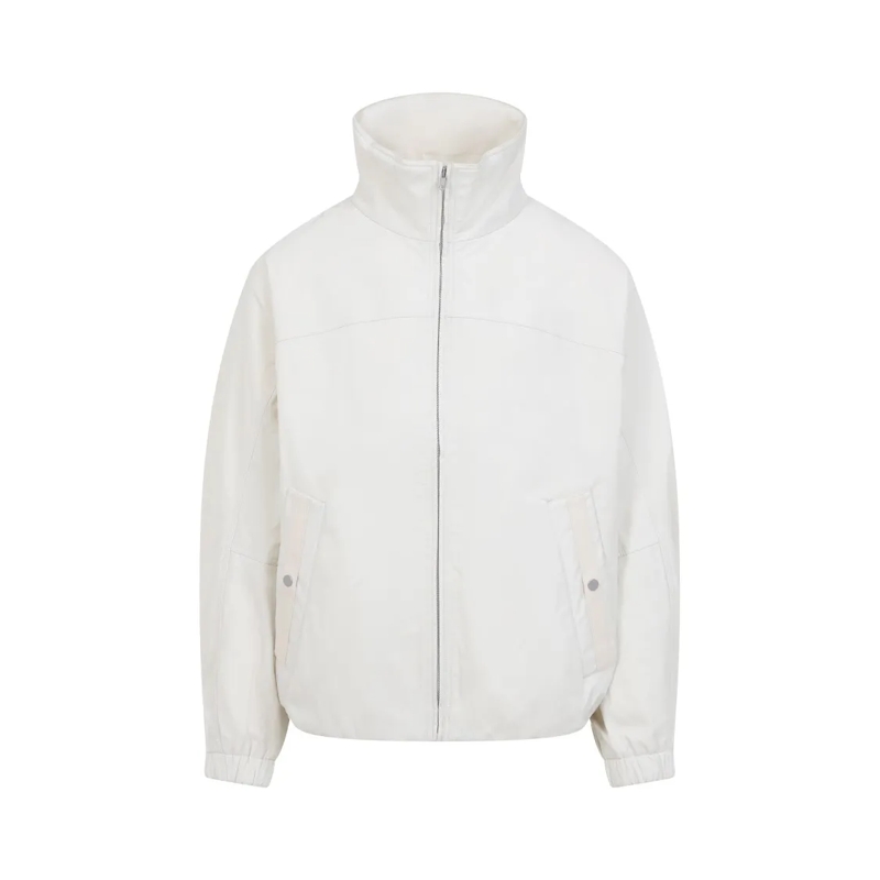 Mordecai  High Collar White Jacket With Relaxed Fit Neutrals