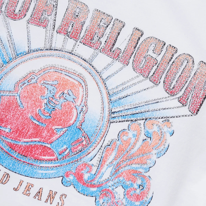 True Religion T-Shirt - Shirt- Figurbetonte Silhouette- Verkürzte Form weiss(Image 4)
