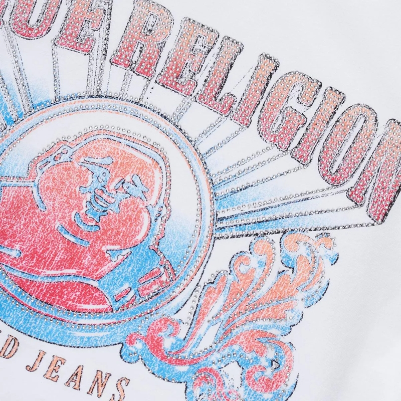 True Religion T-Shirt - Shirt- Figurbetonte Silhouette- Verkürzte Form weiss(Image 6)