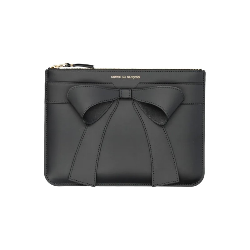 Comme des Garcons Clutch Big Bow Leather Pouch Grey