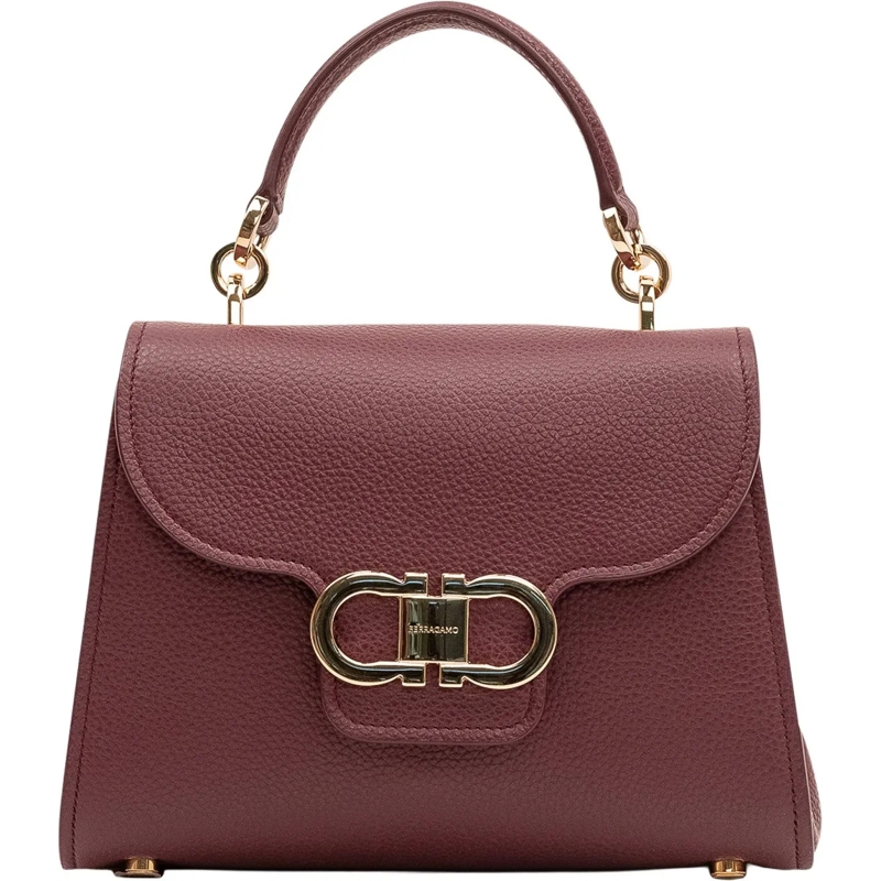Salvatore Ferragamo Tote Borsa a Mano con Patta e Chiusura Logo braun