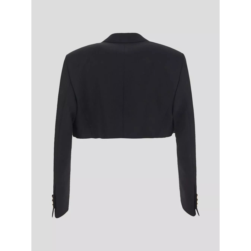 Palm Angels  Double-Breasted Cropped Blazer With Gold Button Ac Black(Image 2)