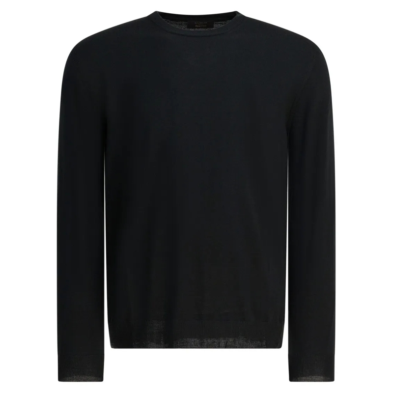 Zanone Pull Fine Knit Black Wool Blend Sweater Black