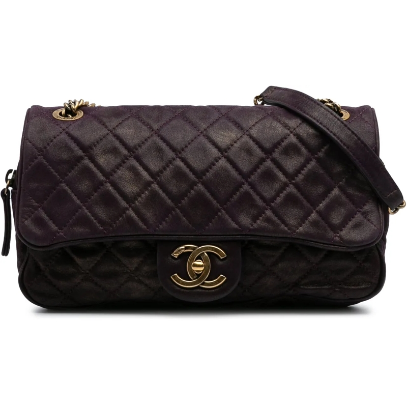 Chanel Sac à bandoulière Small Quilted Iridescent Calfskin Shiva Flap lila