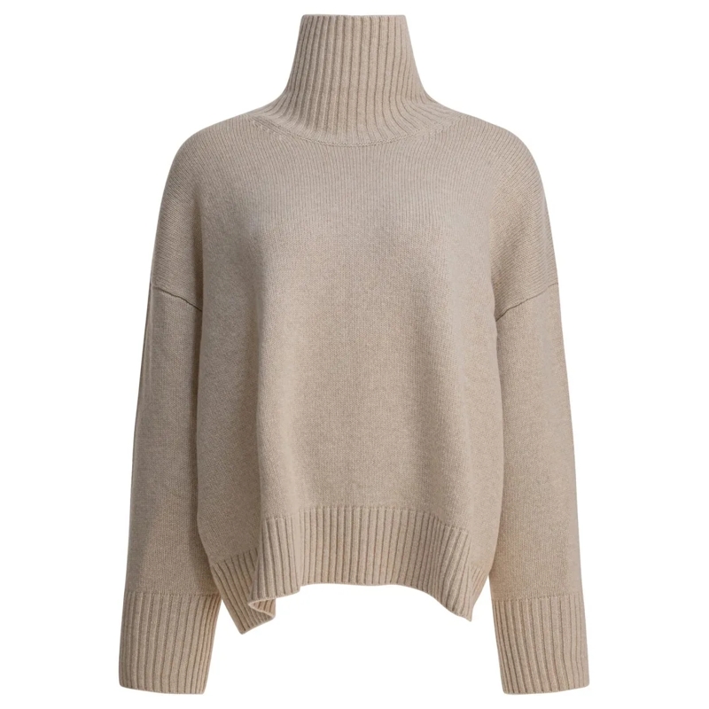 SOEUR Pull à col roulé Ribbed Merino Wool Turtleneck Sweater Neutrals