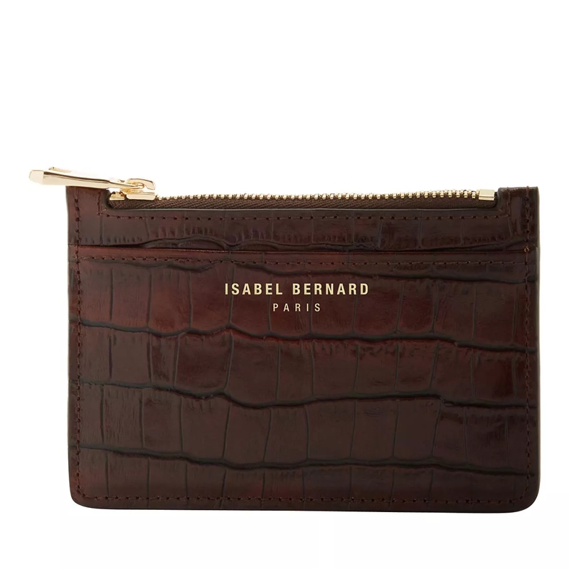 Isabel Bernard Kartenhalter Honoré Aveline Croco Brown Calfskin Leather Card Holder