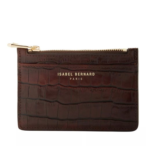 Isabel Bernard Honoré Aveline Croco Brown Calfskin Leather Card Holder Kartenhalter