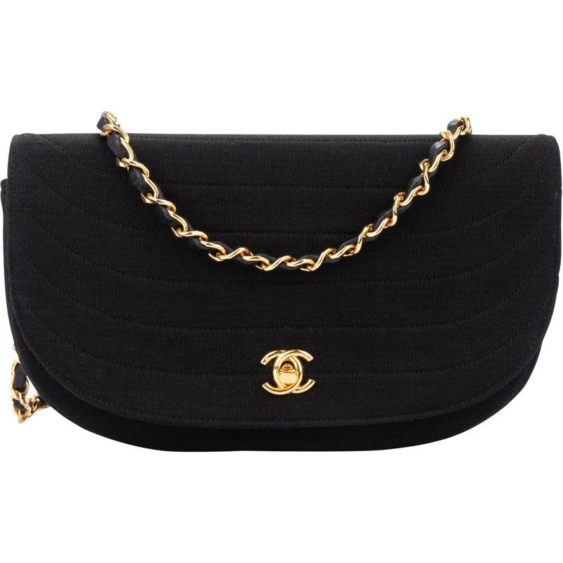 Chanel Sac à bandoulière Chanel Cotton 24K Gold Single Flap Halfmoon Should mehrfarbig