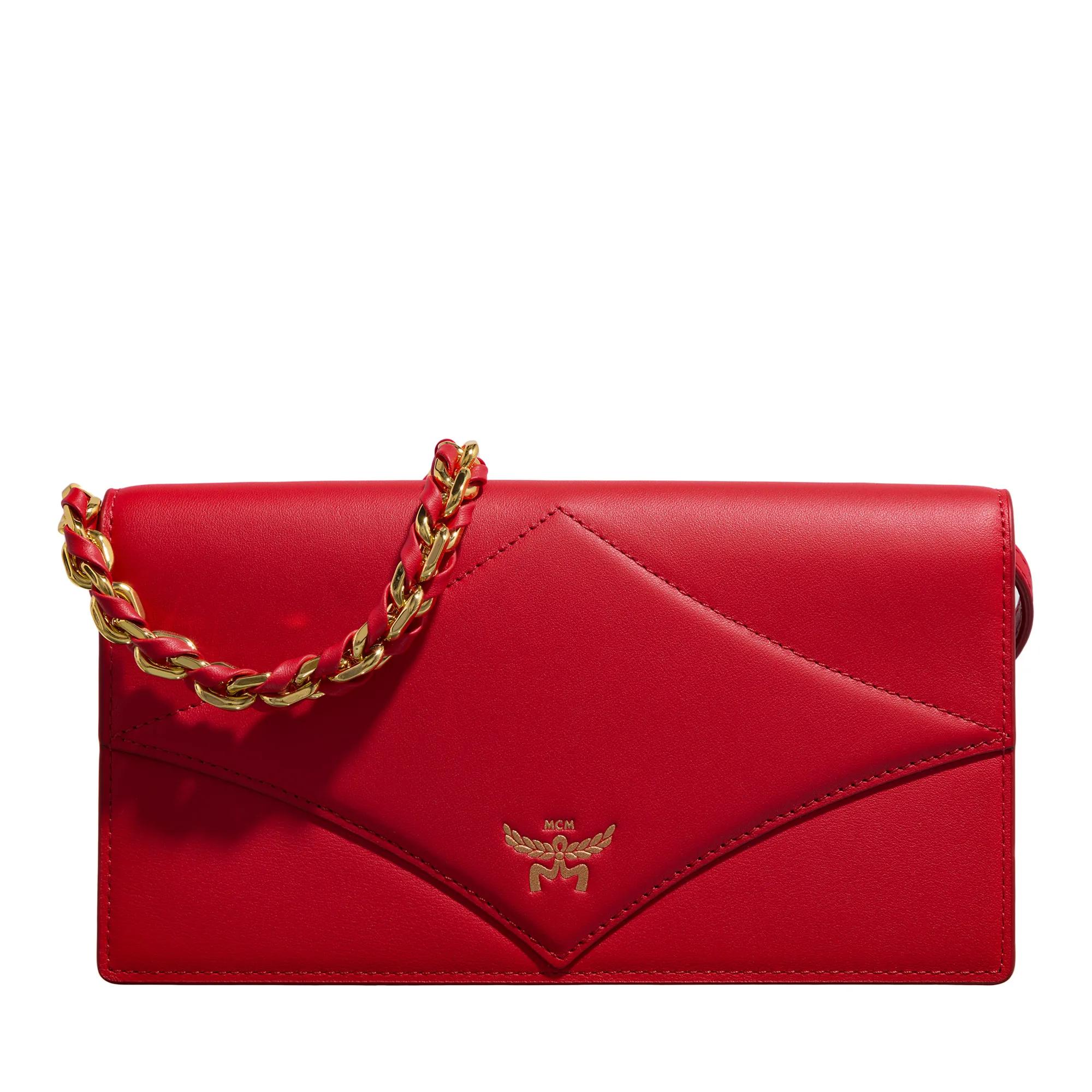 MCM Portemonnaie - Diamond Leather Wallet On Chain Large Xc - Gr. unisize - in Rot - für Damen