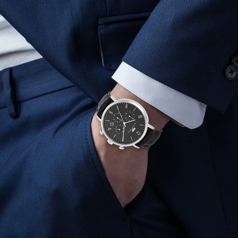 Rhodenwald & Söhne Automatikuhr Herren Armbanduhr Arakon Echtleder silber(Image 2)