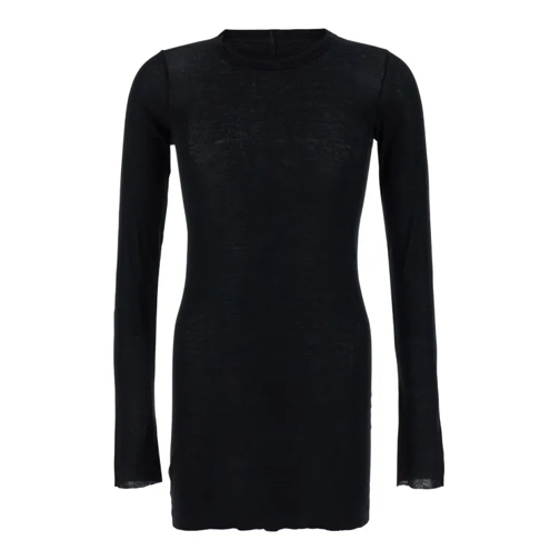 Rick Owens Black Long Sleeve Top In Semi Sheer Black 