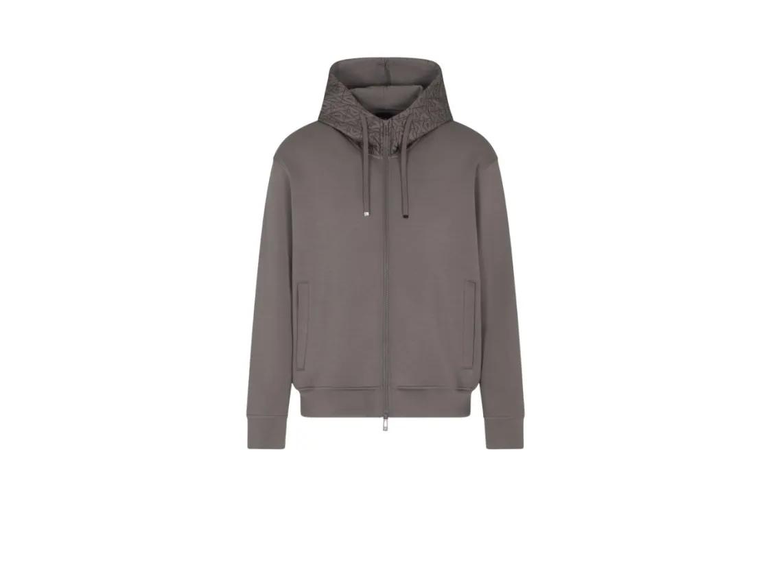Armani Exchange Herren Grau - Hooded Sweatshirt With Quilted Technical Fabric In - Größe M
