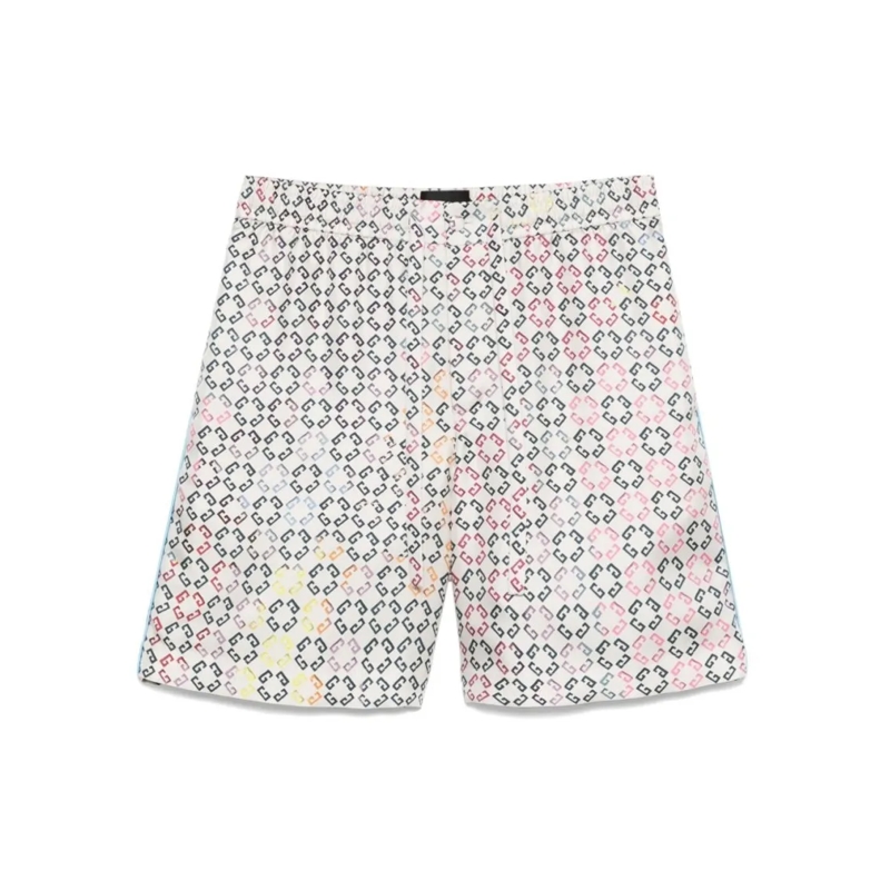 Givenchy Casual Shorts Ecru Multicolored Geometric Pattern Shorts White