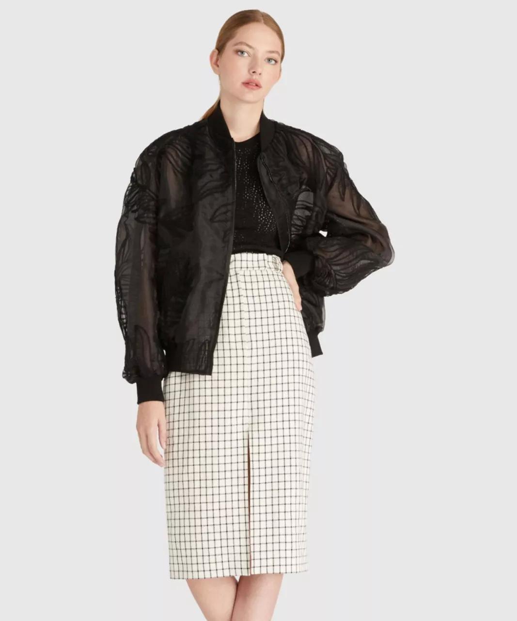 Thumbnail - Rochas - ROCHAS Schwarze Bomberjacke aus Organza mit Allove - Größe 36 - multi
