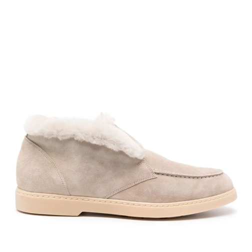 Doucal's Ballerine Shearling Suede Loafers Neutrals