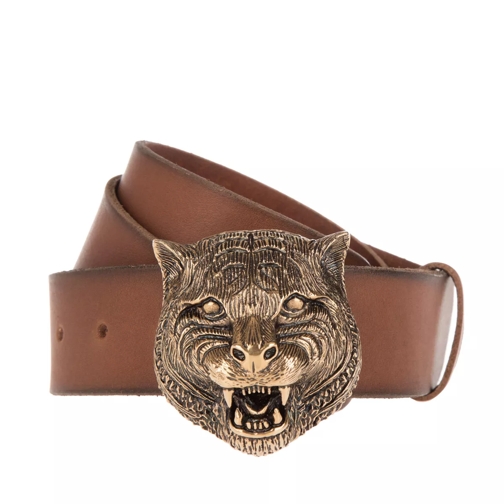 Gucci Feline Leather Belt Light Brown Leather Belt