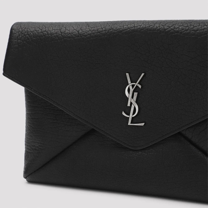 Saint Laurent Black Lamb Leather Large Pouch Black | Pochette