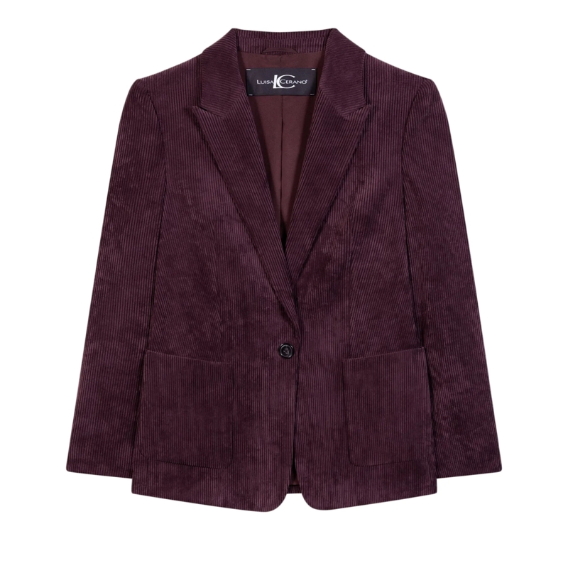 Luisa Cerano Overgangsjas Cord-Ein-Knopf-Blazer burgundy