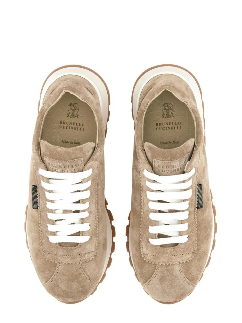 Thumbnail - Brunello Cucinelli Low-Top Sneaker - Suede Running Sneaker - Gr. 38 (EU) - in Beige - für Damen