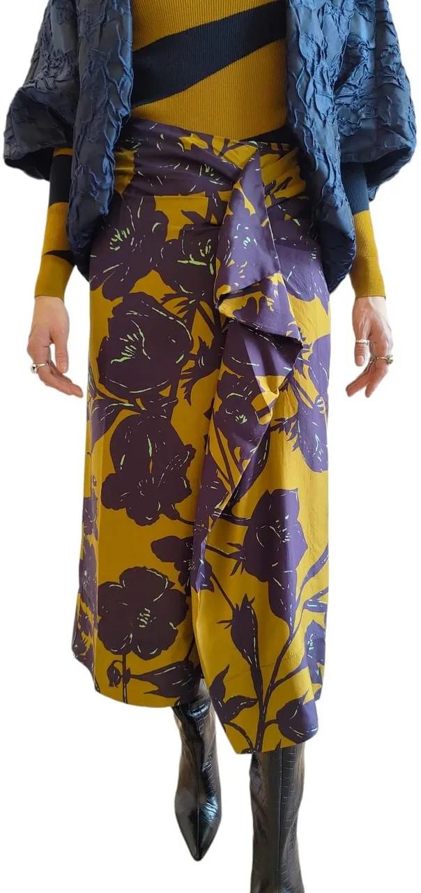 Thumbnail - Essentiel Antwerp - Jupe taupe Fleurs mauves soie Glavia Toffee Essent - Größe 36 - bunt