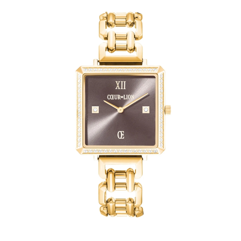 COEUR DE LION Quarzuhr Uhr Iconic Cube Sparkling Mystic Mocca Statement gold