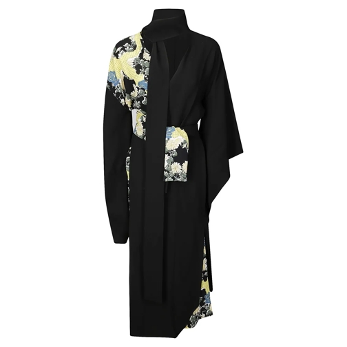 Setchu  Long Silk Kimono Dress Black