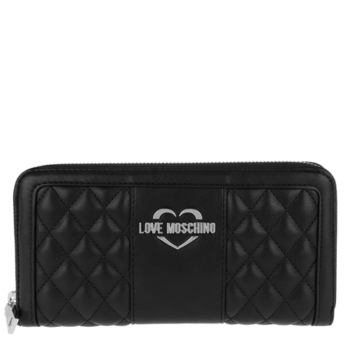 Love Moschino Quilted Zip Around Wallet Black/Silver Plånbok med dragkedja