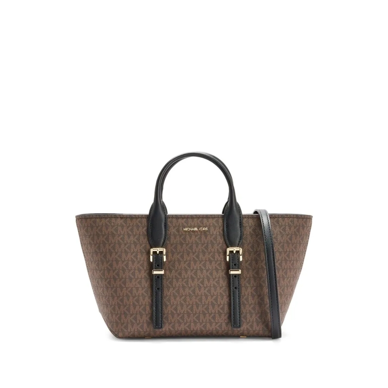 MICHAEL Michael Kors Fourre-tout Signature Monogram Tote Bag With Leather Accents Brown