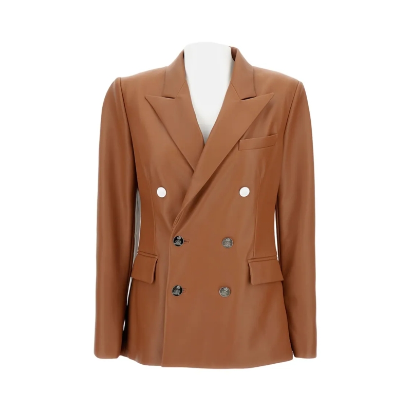 Ralph Lauren Blazer Double-Breasted Leather Camden-Blazer Brown