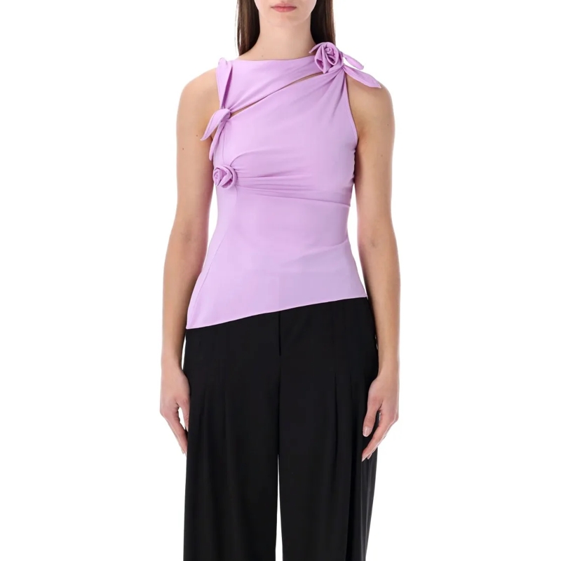 Coperni Bluse Flower Knot Top With Sculptural Twists Purple