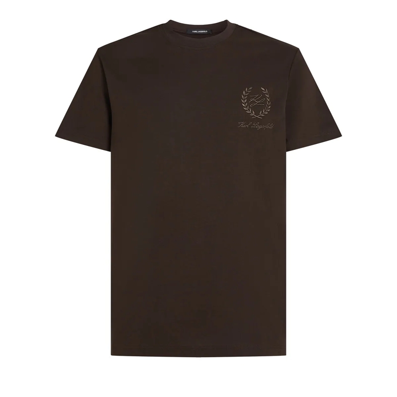 Karl Lagerfeld T-Shirt Loungewear T-Shirt mit Wappen kaffeebraun